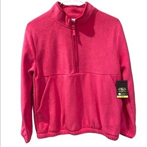 Athletic Works Girls Quarter Zip Microfleece Pullover Pink L (10-12) BRAND NEW